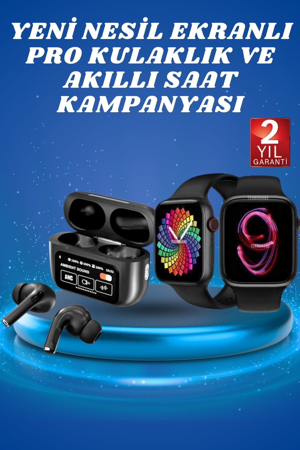 Ekranlı Yeni Nesil Pro Kulaklık ve Akıllı Saat Kampanyası Kulak İçi Mikrofonlu - Bayi Depom