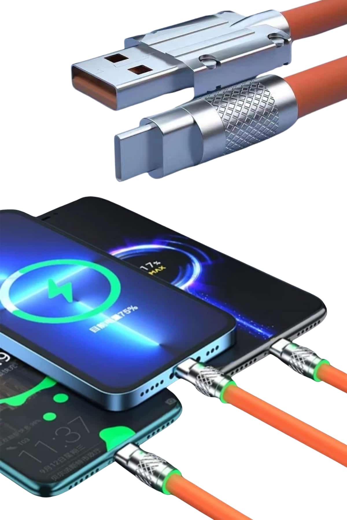 Android ve İOS Uyumlu 180 Derece Type-c Şarj Kablosu - Bayi Depom