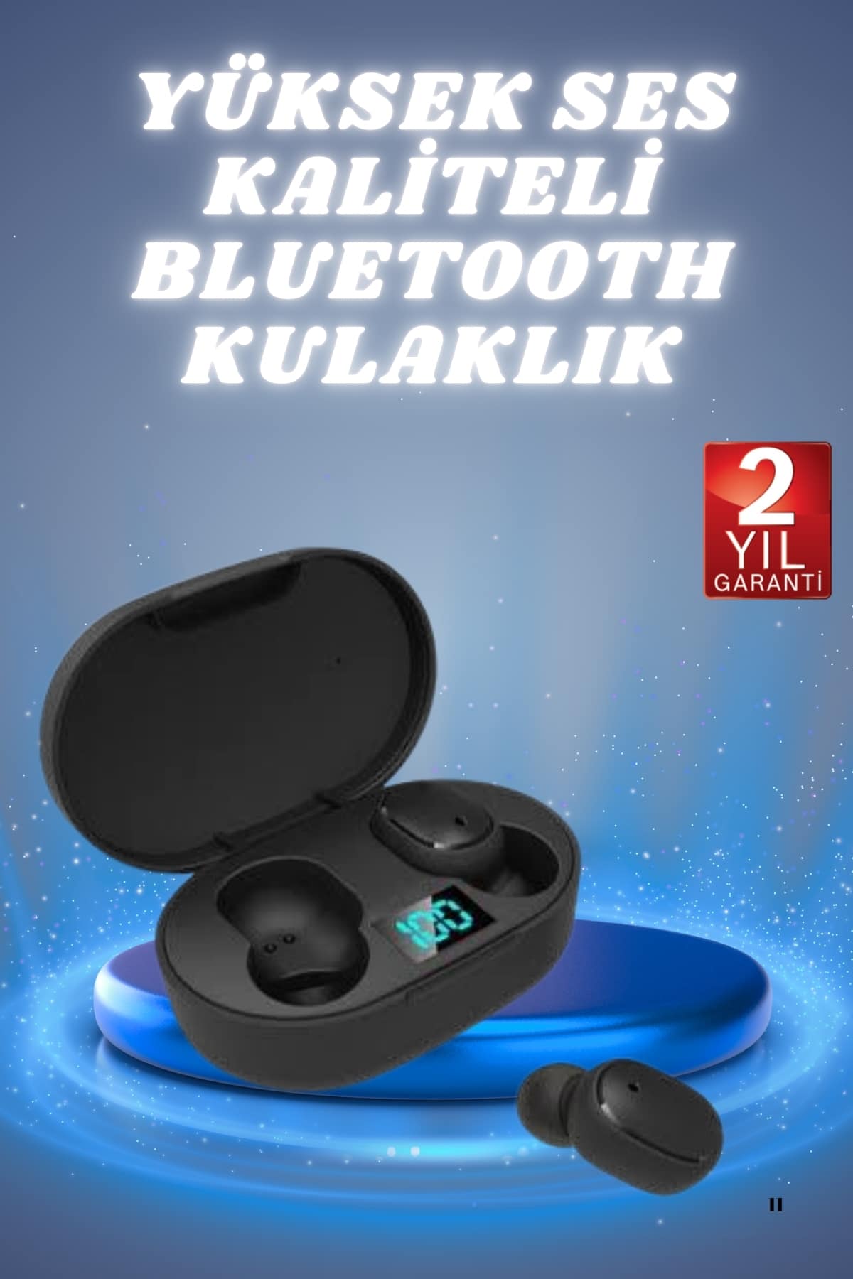 Kulaklık Dijital Göstergeli Bluetooth Bağlantılı Kablosuz Kulak İçi Mikrofonlu Dokunmatik Kontrol - Bayi Depom