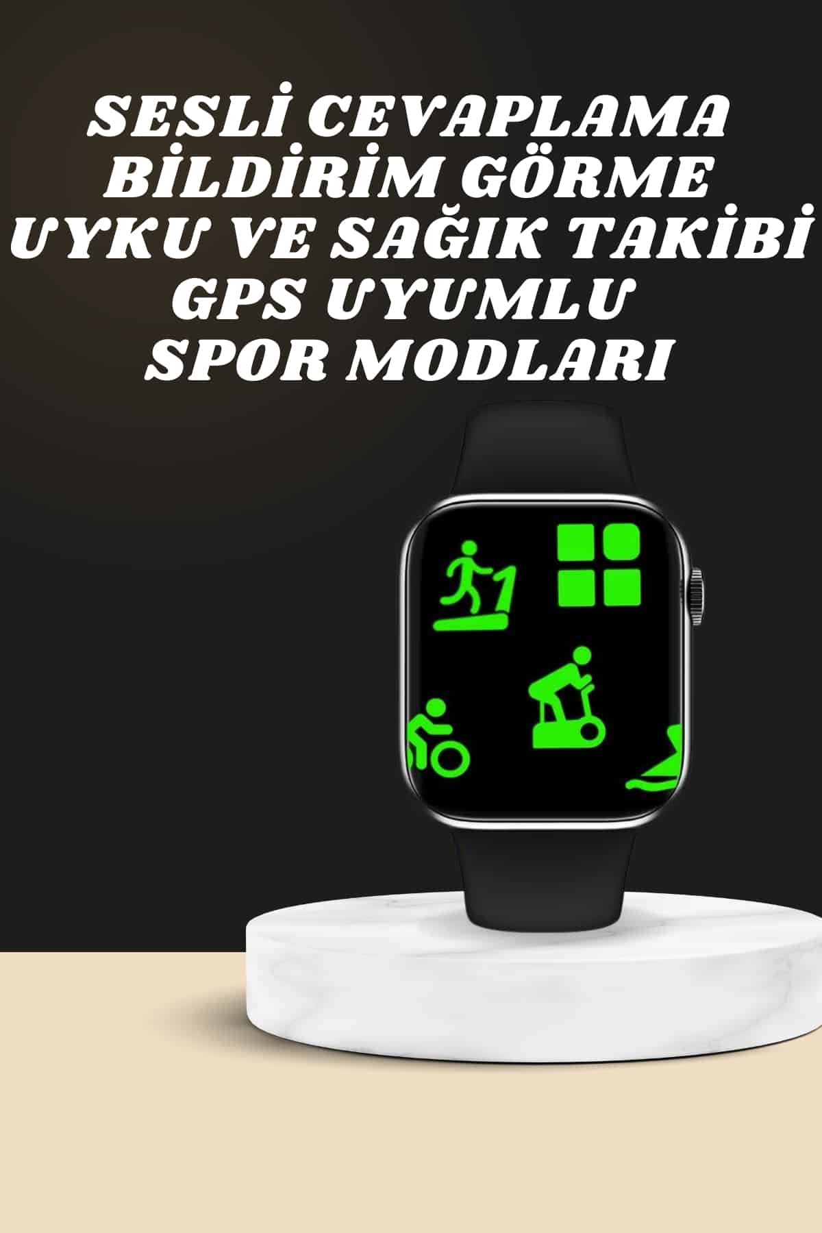 Akıllı Saat Wireless Şarj Yüksek Çözünürlüklü Müzik Dinleme Sesli Cevaplama - Bayi Depom