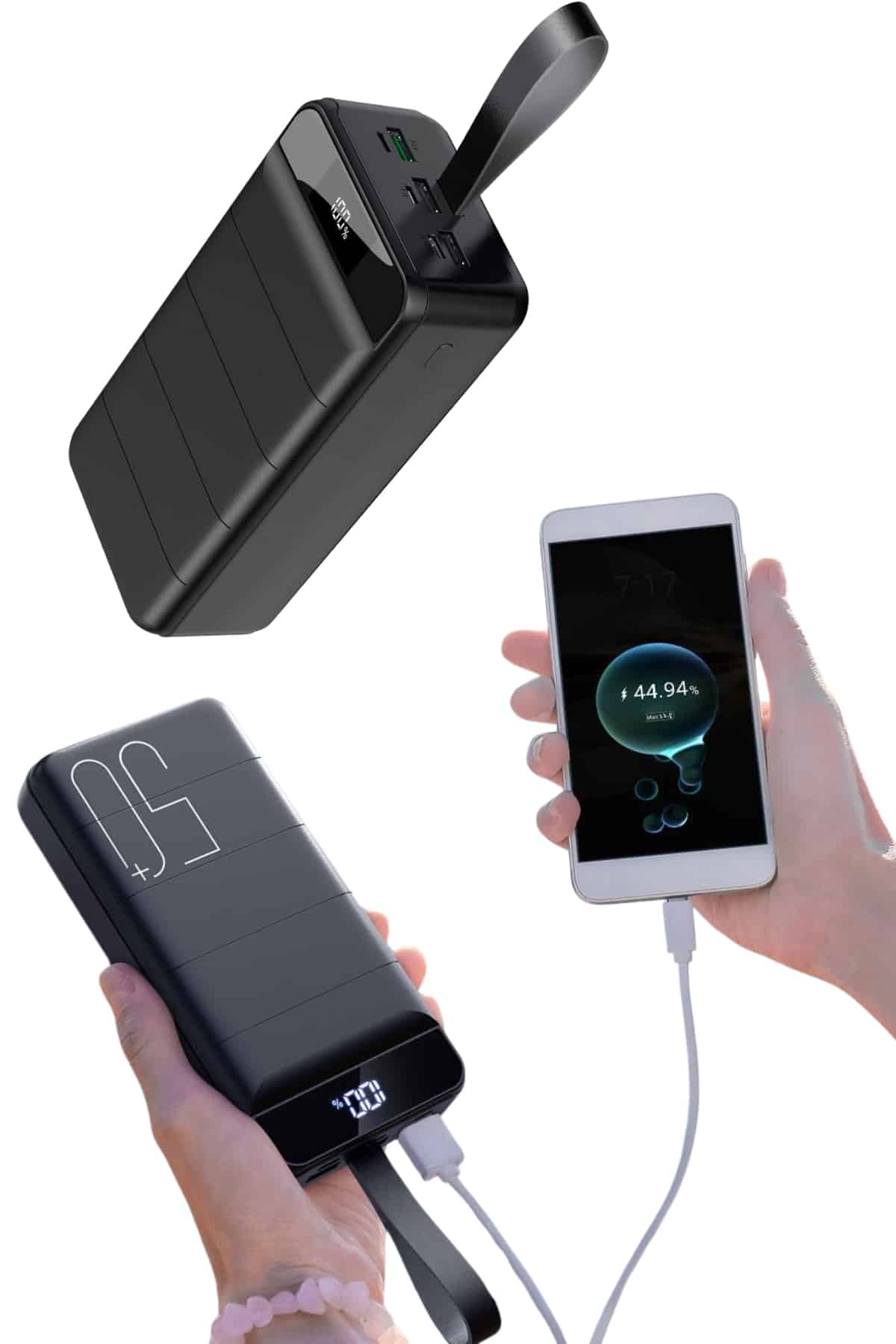 Taşınabilir Powerbank 50.000 mAh 4 Girişli Hızlı Şarj Led Göstergeli Fenerli Şarj - Bayi Depom