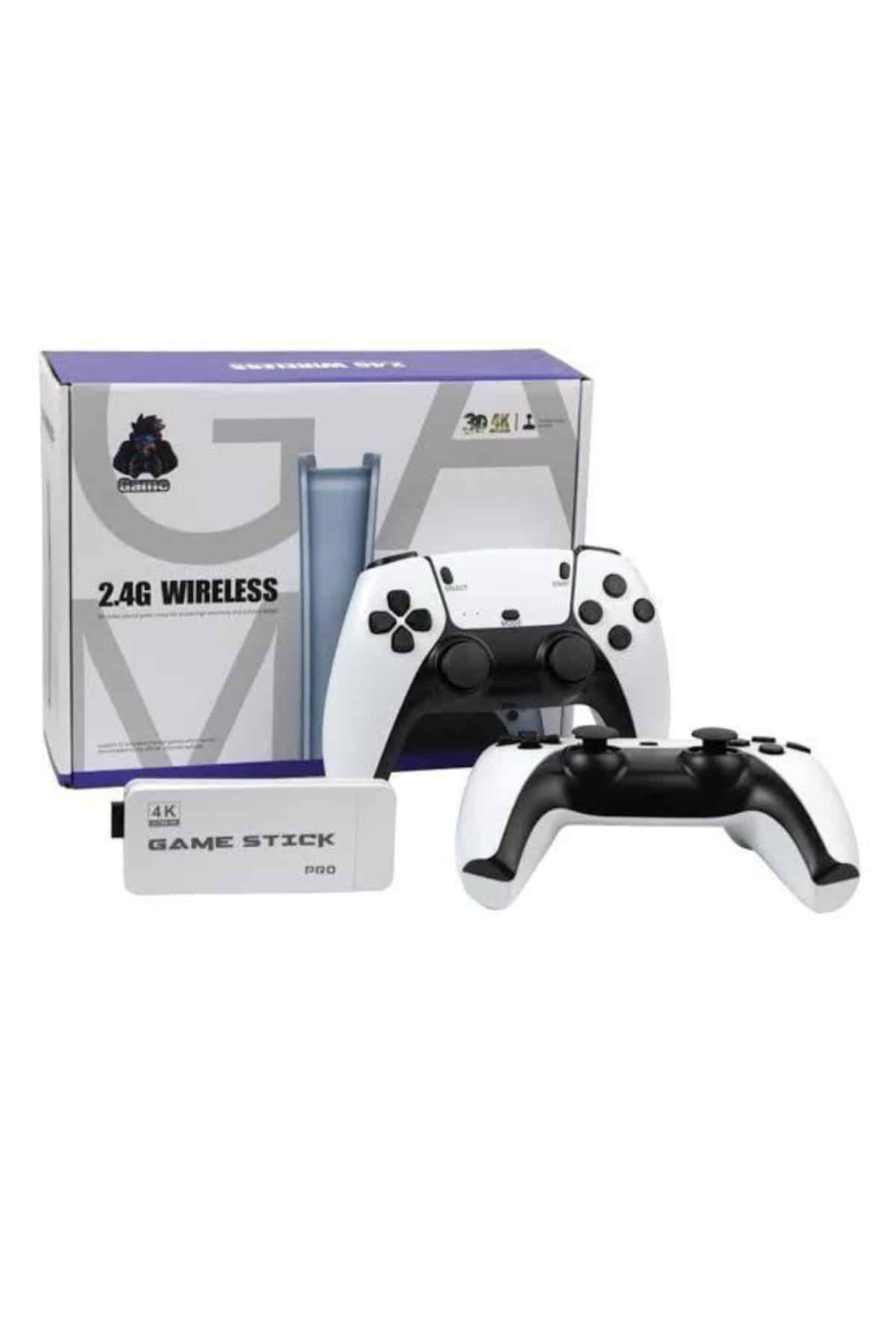 4K HD Görüntü Kaliteli Retro Game Stick 20000 Oyunlu Çift Kollu Beyaz Game Stick - Bayi Depom