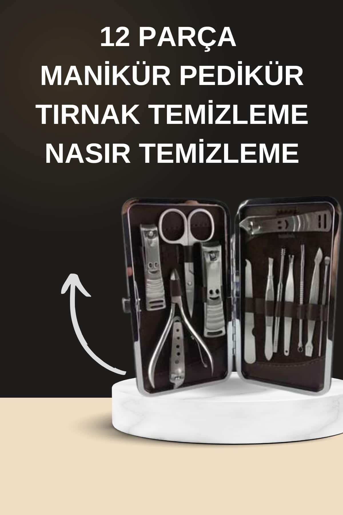 Elektrikli Manikür Pedikür Seti İkili Set 12 Parça Tırnak Bakımı Törpü Protez Çıkarma - Bayi Depom