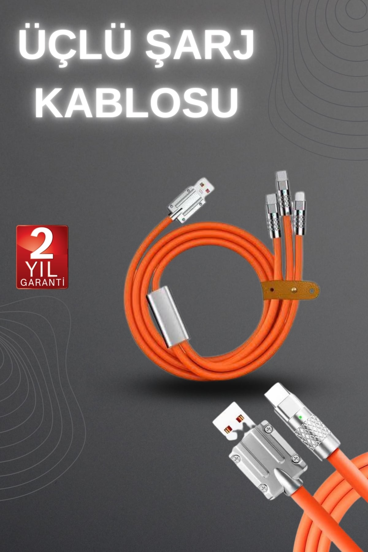 120W Hızlı Şarj Kablosu Turuncu Yüksek Güç Kapasitesi Çoklu Şarj Girişi - Bayi Depom 120W Hızlı Şarj Kablosu Turuncu Yüksek Güç Kapasitesi Çoklu Şarj Girişi - Bayi Depom