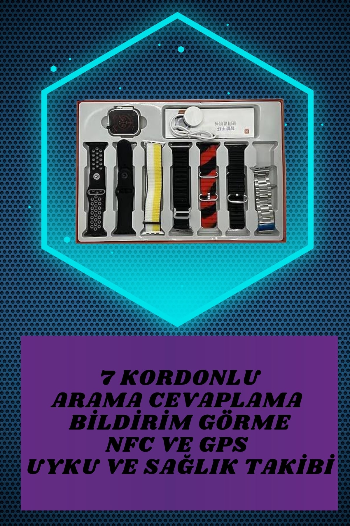 7 Kordonlu Akıllı Saat Ve Oyuncu Kulaklığı Bluetooth Bağlantılı Android ve İOS Uyumlu - Bayi Depom