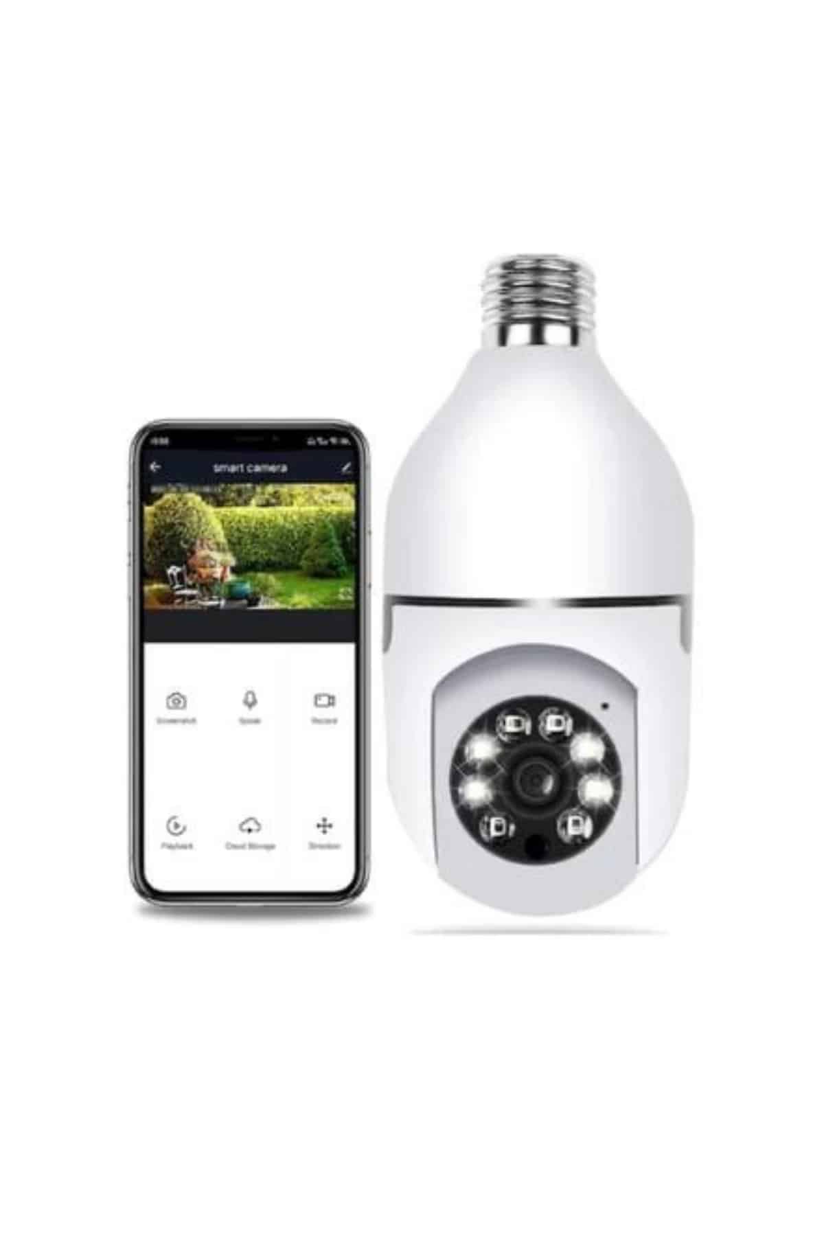 Akıllı Kamera Wifi Kamera Duylu Ampul Görünümlü 360 Derece Dönebilen Ev Kamerası - Bayi Depom