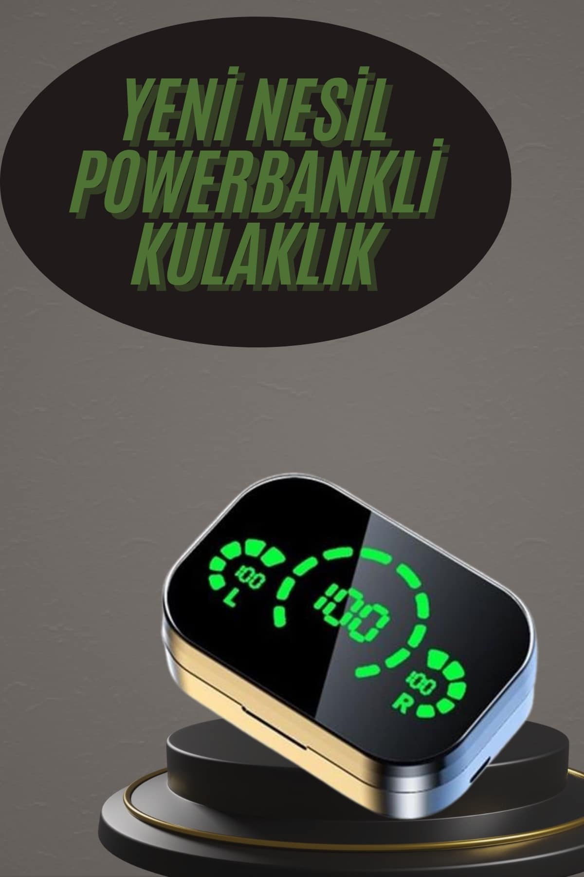 Kablosuz Bluetooth Kulaklık Çift Telefon Destekli Powerbankli Dijital Göstergeli - Bayi Depom