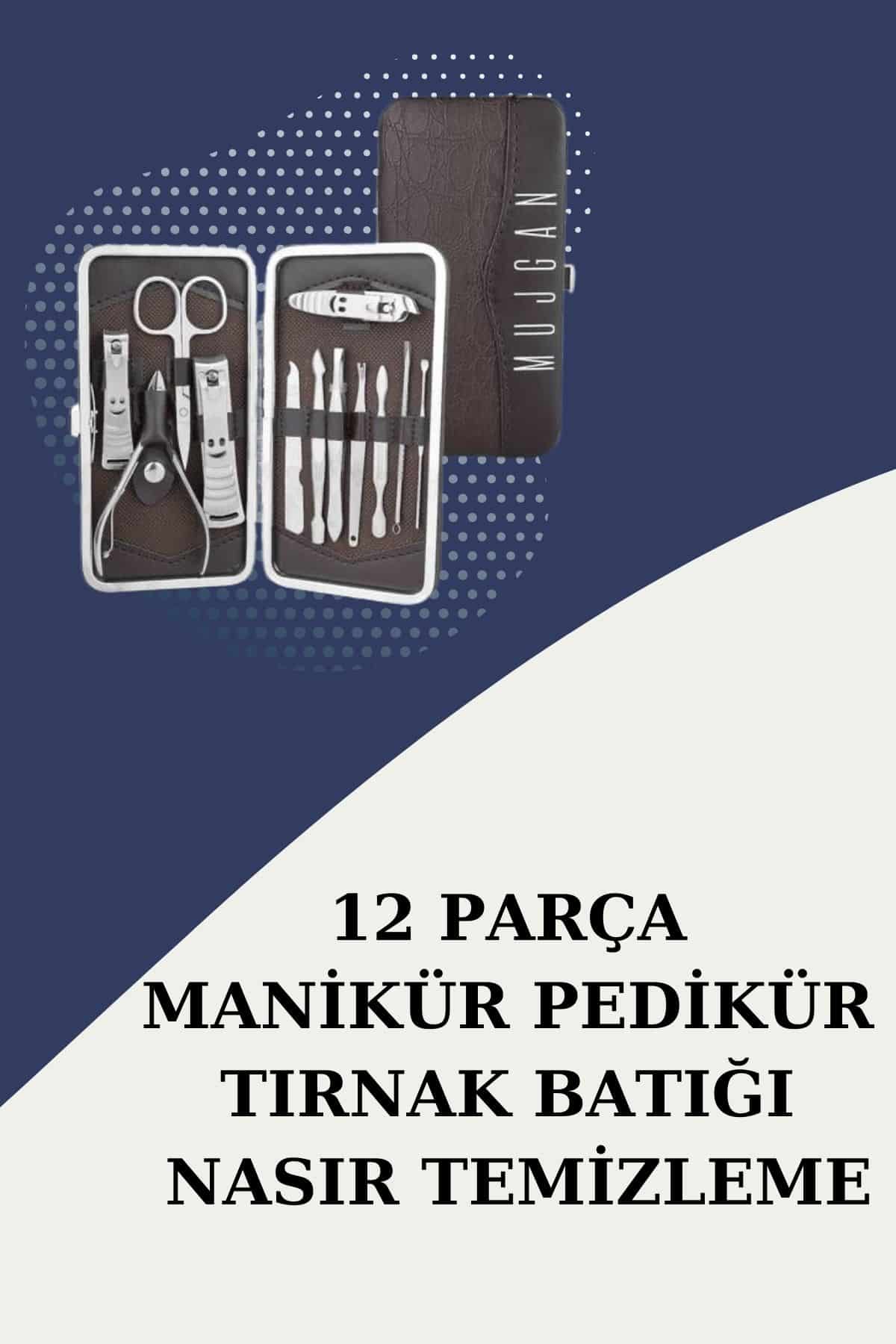 12 Parça Paslanmaz Çelik Kompakt ve Taşınabilir Manikür Makası Tırnak Makası - Bayi Depom