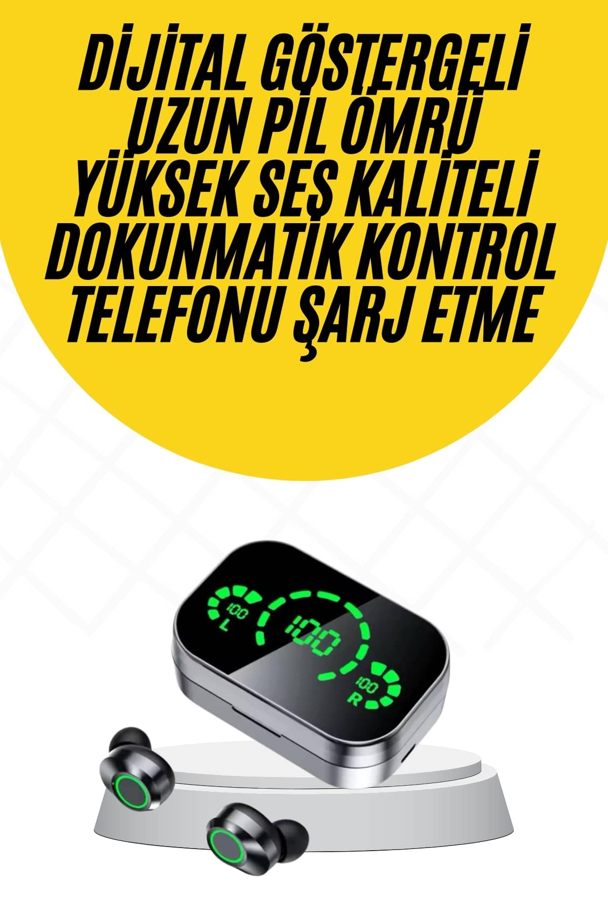 Kablosuz Bluetooth Kulaklık Çift Telefon Destekli Powerbankli Dijital Göstergeli - Bayi Depom