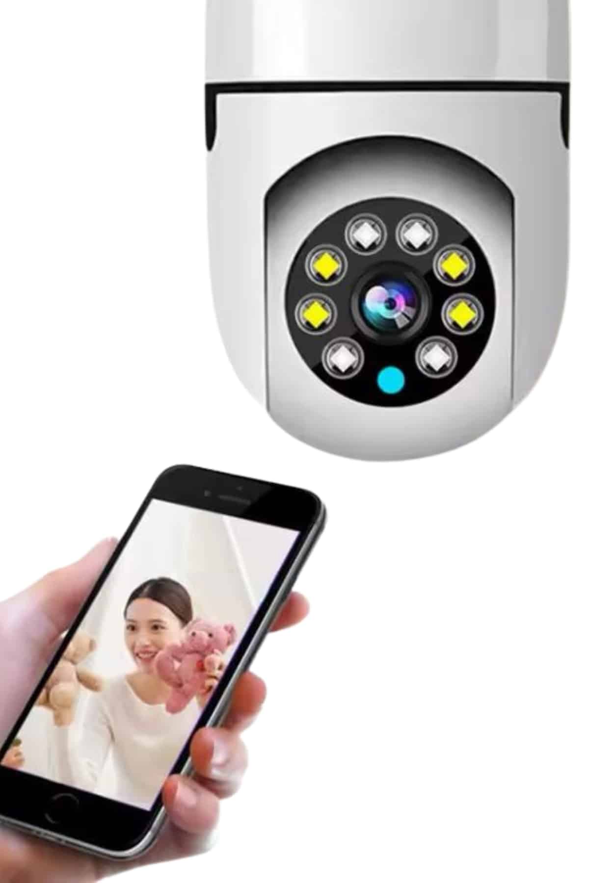 Ev Kamerası Wifi Kamerası Gece Görüşlü Akıllı Ampül Kamera - Bayi Depom