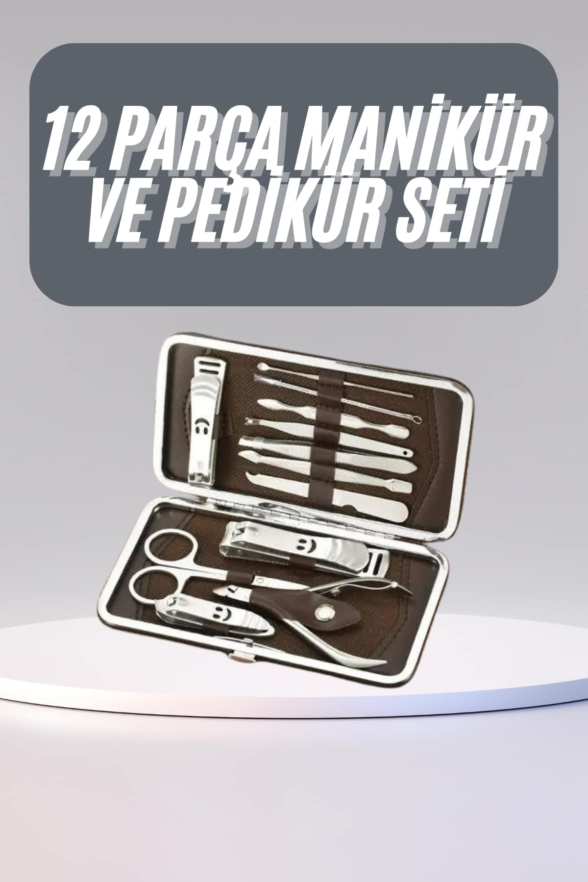12 Parça Manikür Pedikür Seti Tırnak Bakımı Nasır Temizleme El Ayak Bakımı - Bayi Depom