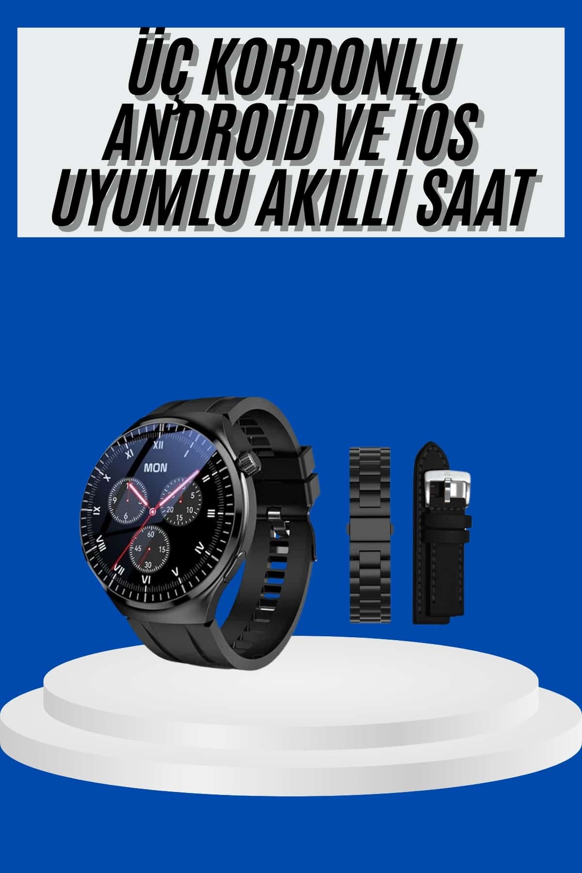 Amoled Ekran Akıllı Saat Üç Kordonlu İOS Android Uyumlu - Bayi Depom Amoled Ekran Akıllı Saat Üç Kordonlu İOS Android Uyumlu - Bayi Depom