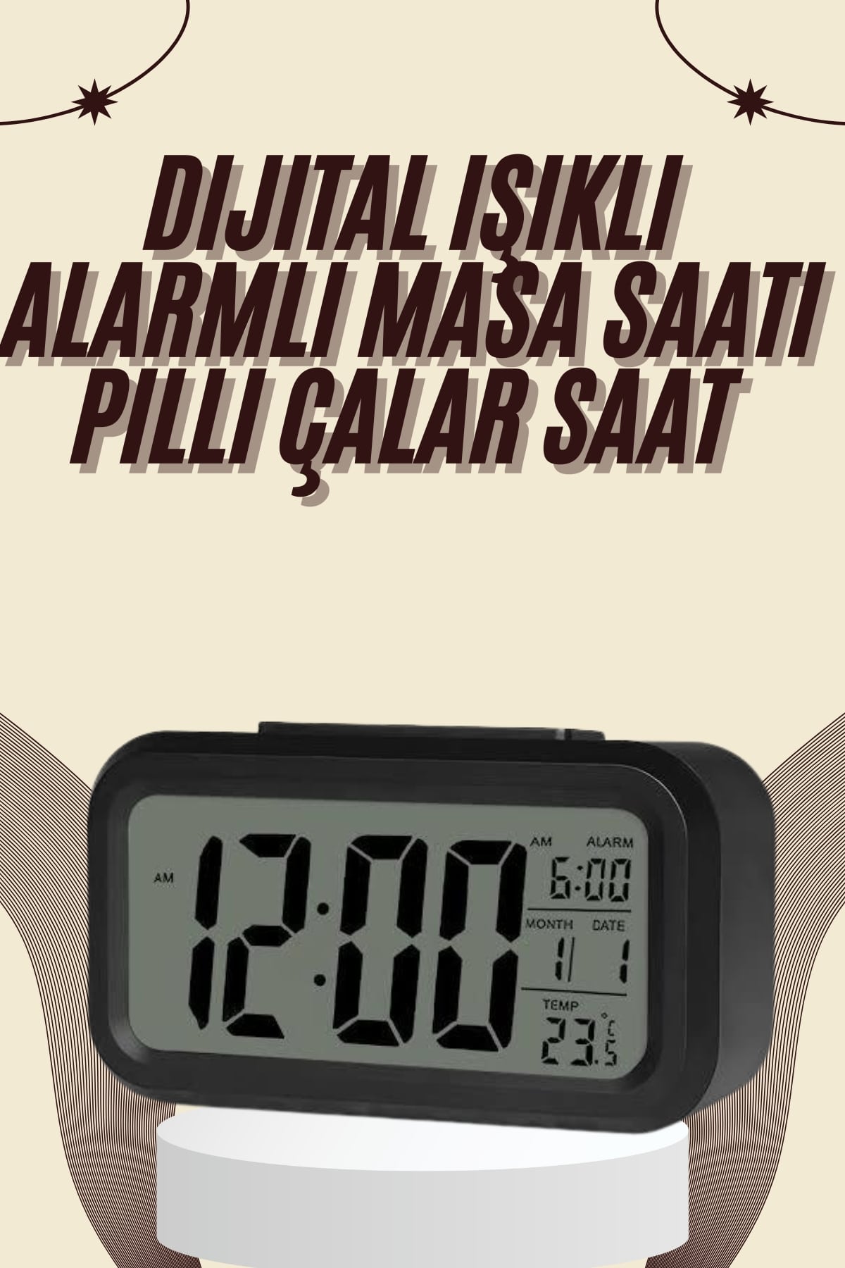 Dijital Masa Saati Termometreli Takvim Çalar Saat Led Ekran Pilli - Bayi Depom
