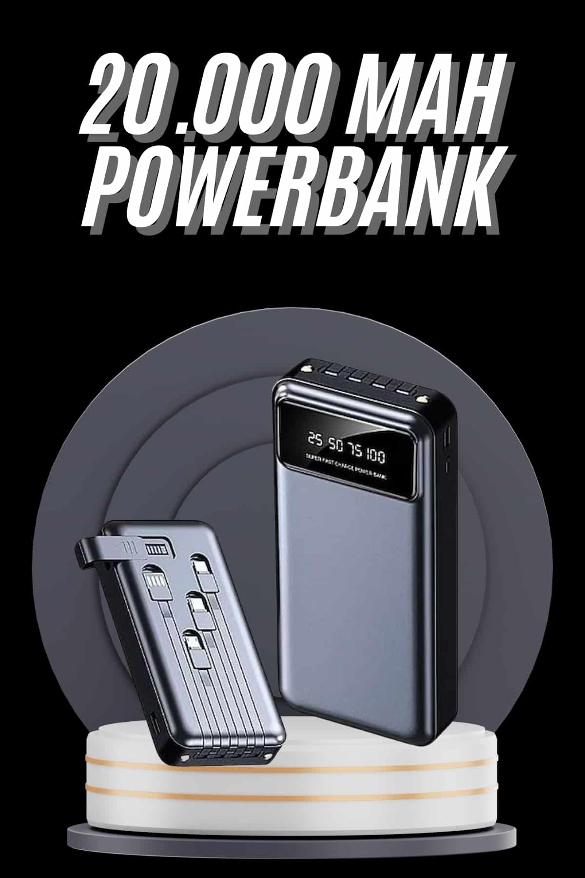 Hızlı Şarj Özellikli 20.000 Mah Dijital Göstergeli USB Girişli Android ve İOS Uyumlu Powerbank - Bayi Depom
