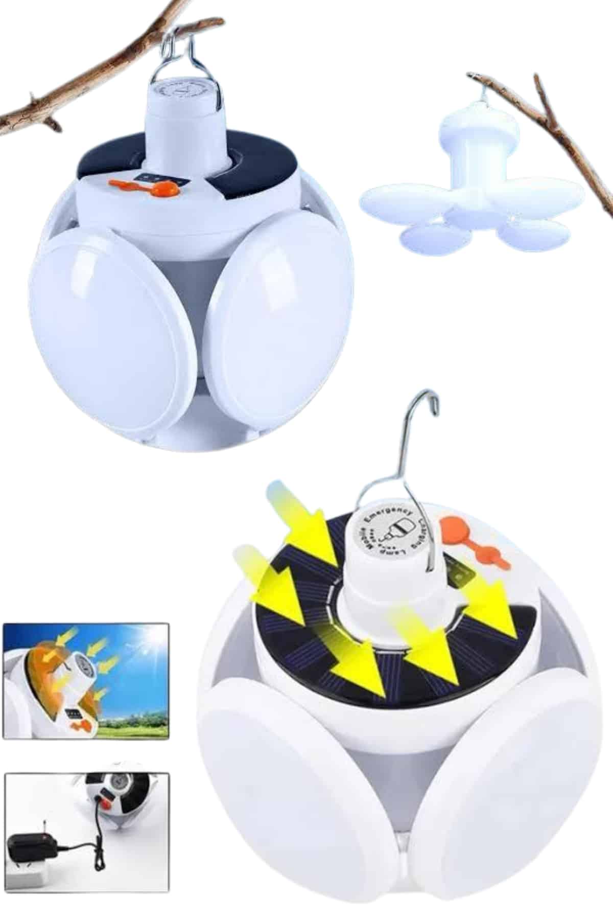 Katlanabilir Askılı Kamp Lambası 5 Kanatlı Pratik Güneş Enerjili - Bayi Depom Katlanabilir Askılı Kamp Lambası 5 Kanatlı Pratik Güneş Enerjili - Bayi Depom