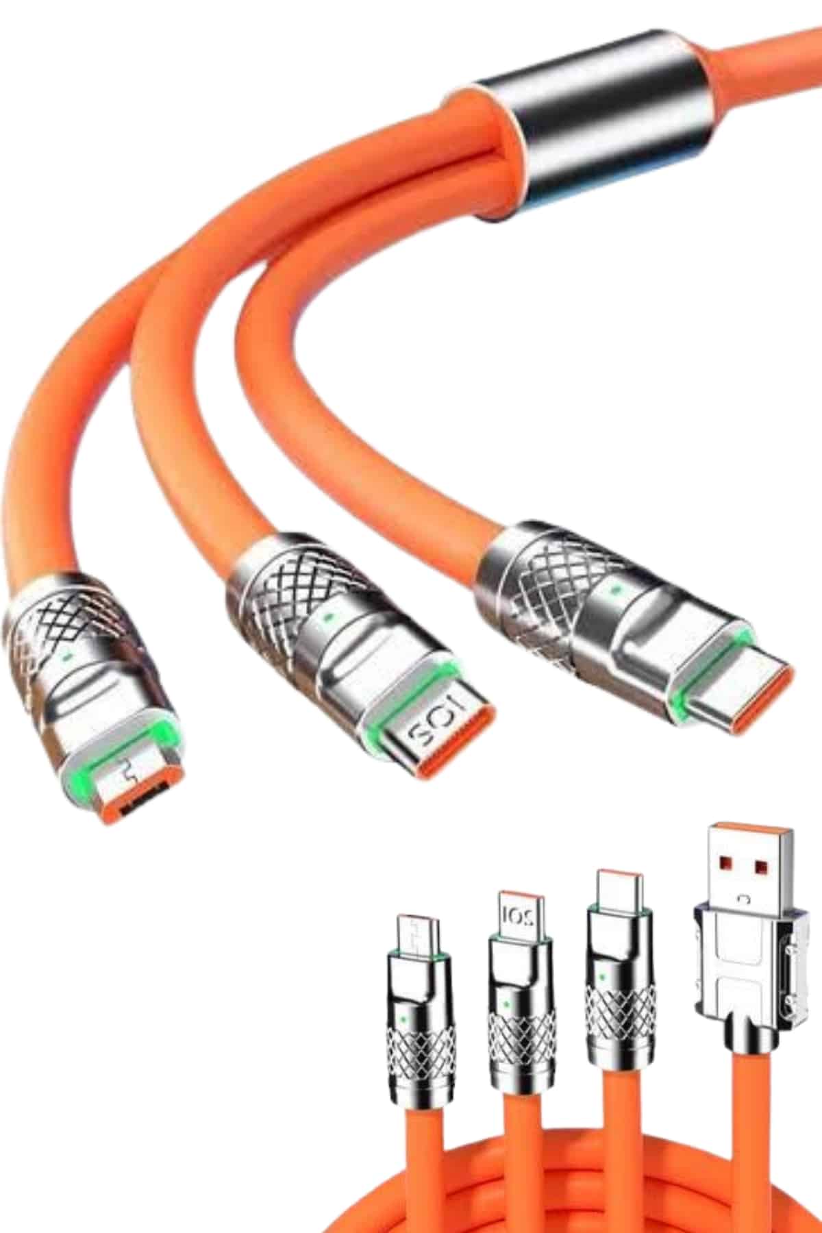 120W 3 İn 1 Uyumlu Silikon Şarj Kablosu Hızlı Şarj Kablosu - Bayi Depom 120W 3 İn 1 Uyumlu Silikon Şarj Kablosu Hızlı Şarj Kablosu - Bayi Depom
