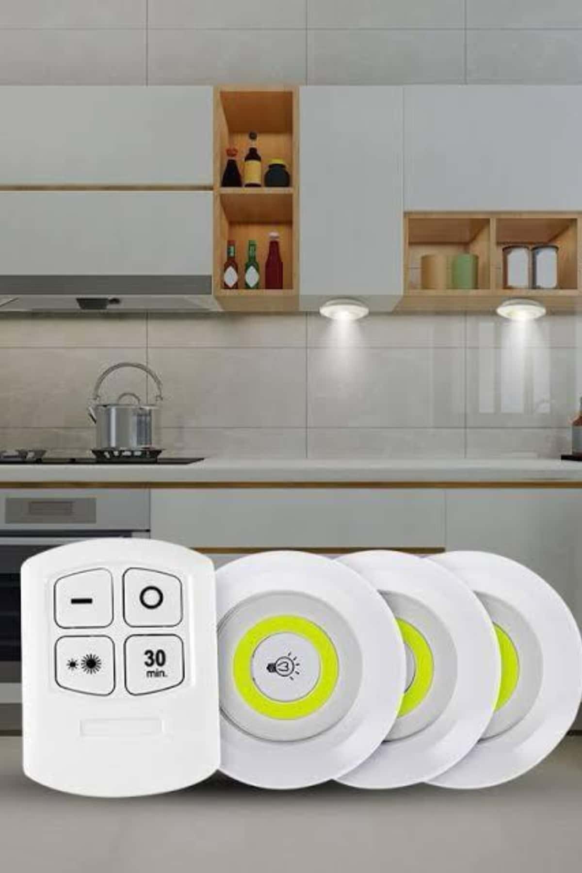 Yapışkanlı 3lü Spot Led Işık Lamba Montajsız Pilli Uzaktan Kumandalı - Bayi Depom Yapışkanlı 3'lü Spot Led Işık Lamba Montajsız Pilli Uzaktan Kumandalı - Bayi Depom