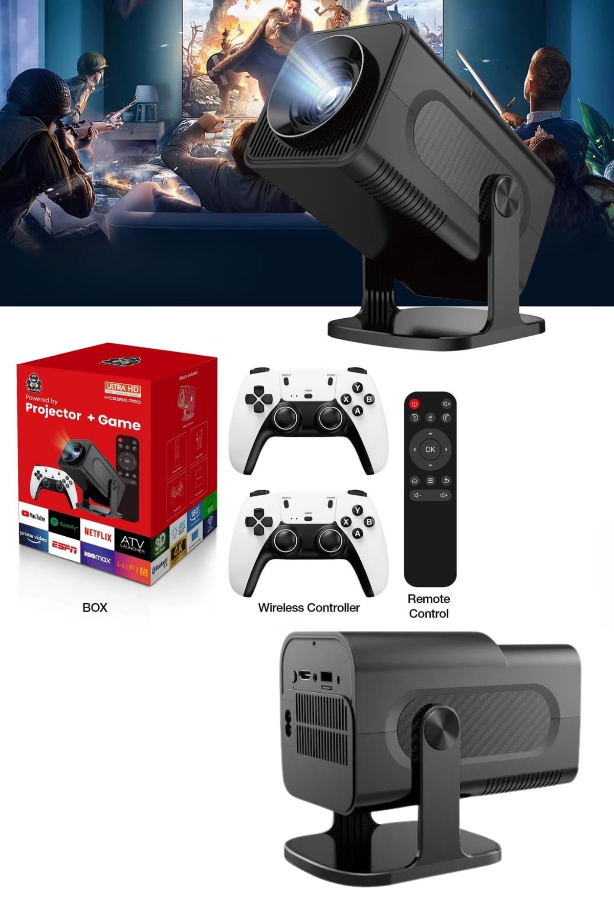 4K Android Smart Wi-fi Çift Kollu Projeksiyon Game Box Kumandalı Taşınabilir - Bayi Depom 4K Android Smart Wi-fi Çift Kollu Projeksiyon Game Box Kumandalı Taşınabilir - Bayi Depom