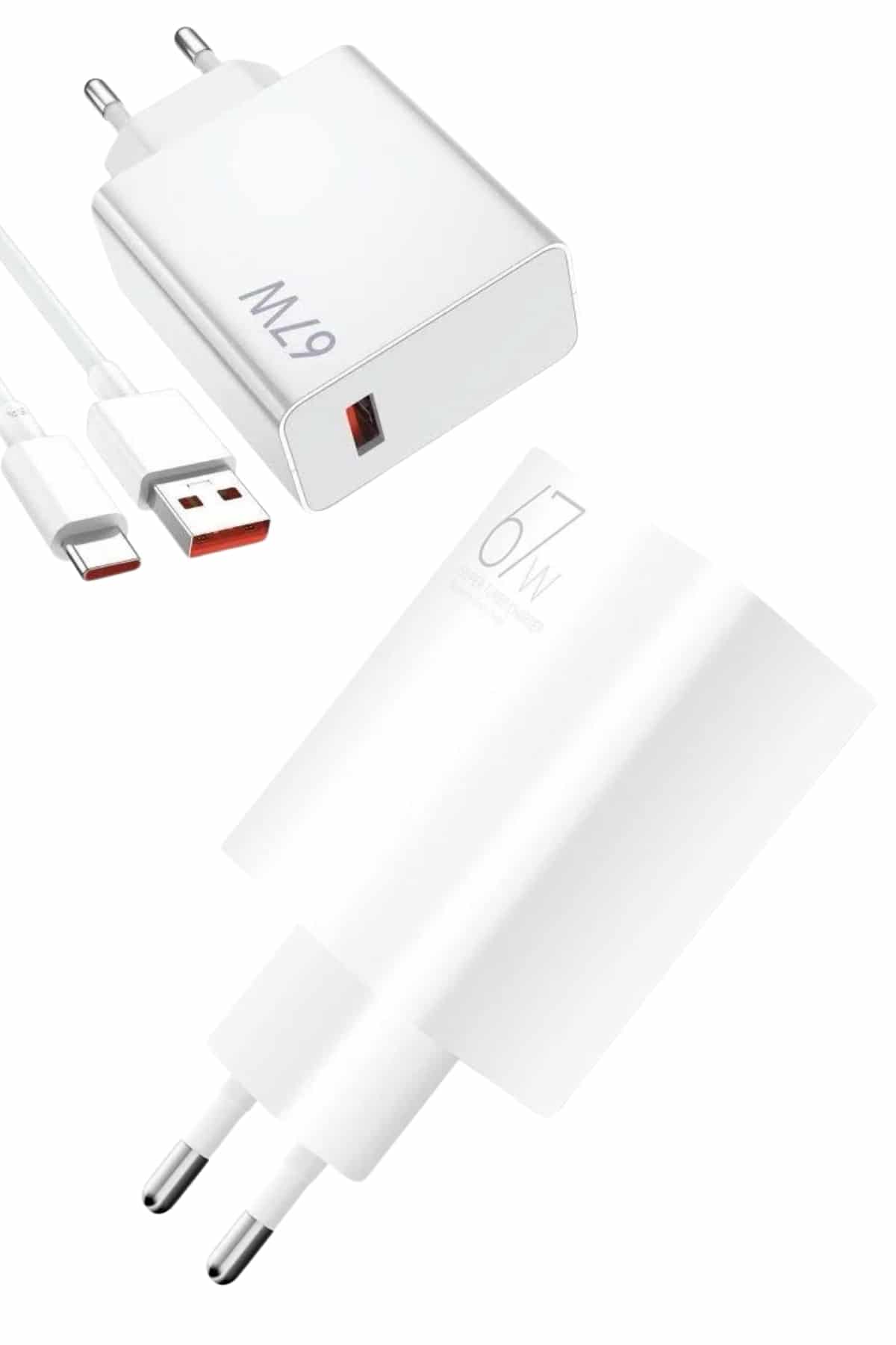 Beyaz Ultra Plus Hızlı Şarj Seti Şarj Adaptörü ve Kablosu 67W - Bayi Depom
