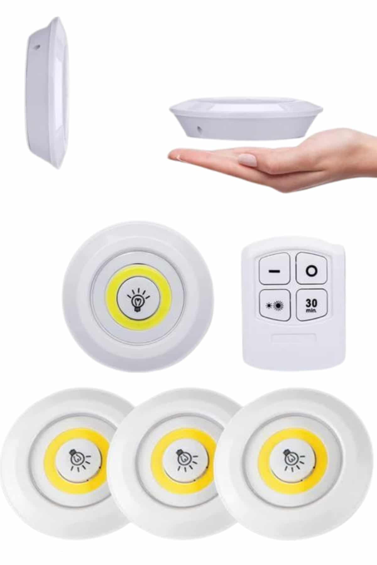 Yapışkanlı 3lü Spot Led Işık Lamba Montajsız Pilli Uzaktan Kumandalı - Bayi Depom Yapışkanlı 3'lü Spot Led Işık Lamba Montajsız Pilli Uzaktan Kumandalı - Bayi Depom