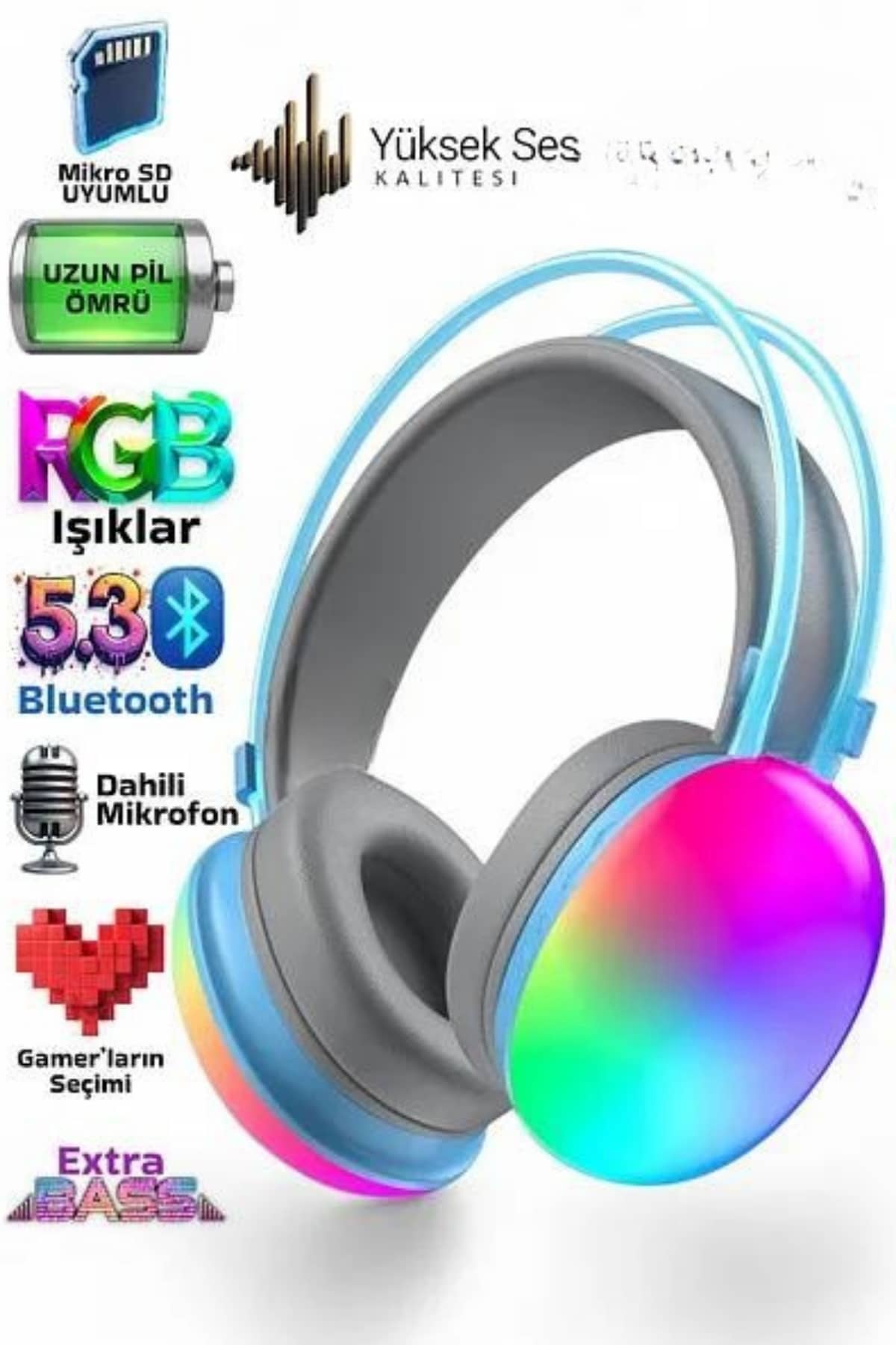 Yeni Nesil Kulak Üstü Kablosuz Uzun Ömürlü RGB Işıklı Bluetooth Kulaklık - Bayi Depom Yeni Nesil Kulak Üstü Kablosuz Uzun Ömürlü RGB Işıklı Bluetooth Kulaklık - Bayi Depom