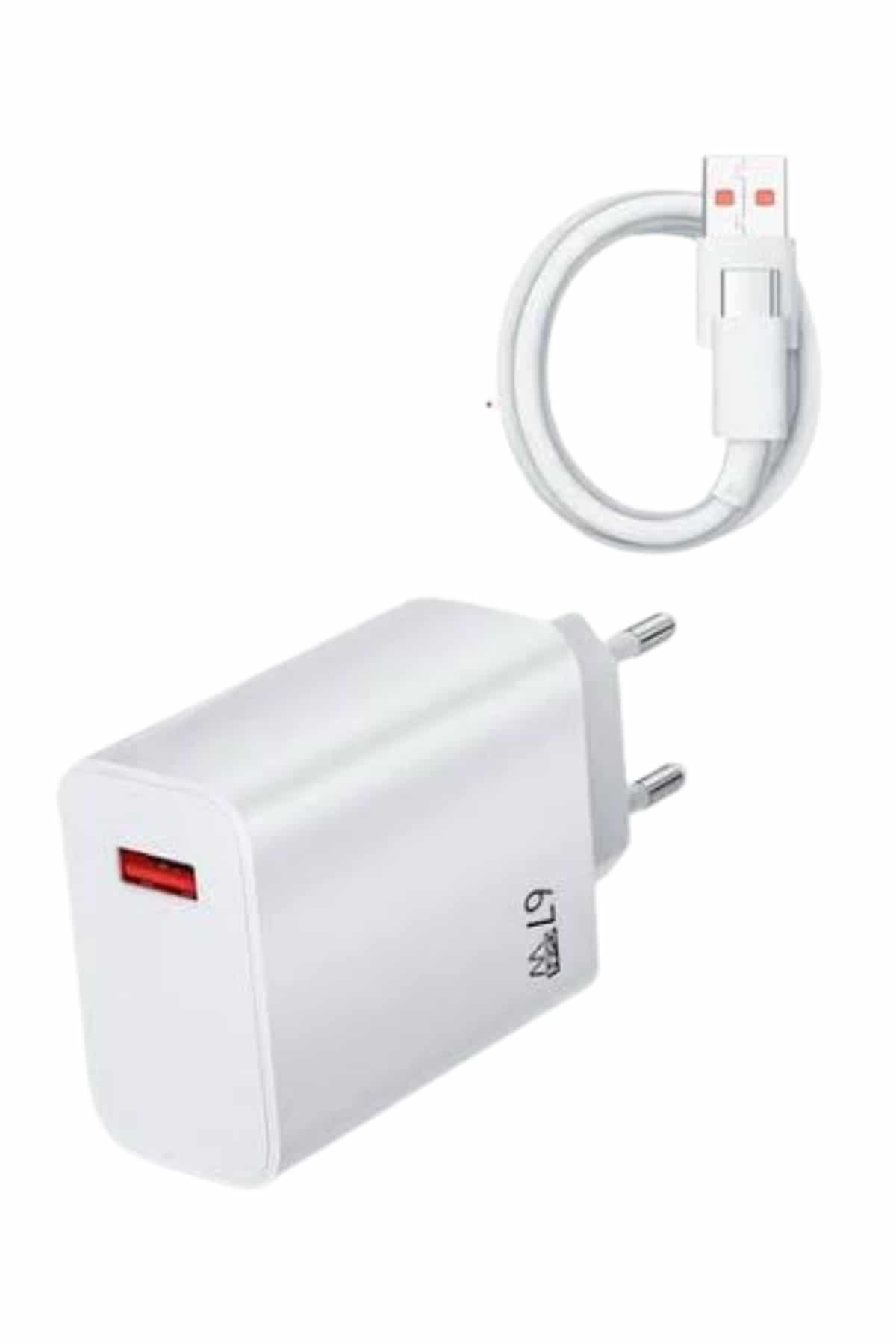 Beyaz Ultra Plus Hızlı Şarj Seti Şarj Adaptörü ve Kablosu 67W - Bayi Depom