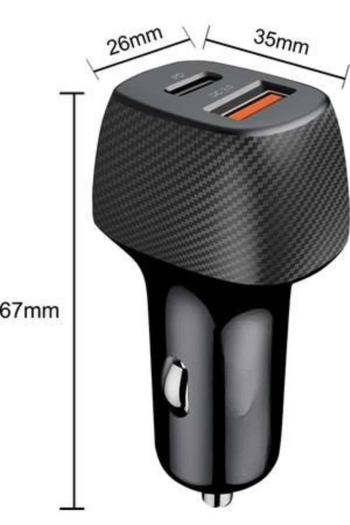 Araç İçi Hızlı Şarj Soketi 38W Oto Çakmaklık Type-C Araba Çakmaklık - Bayi Depom Araç İçi Hızlı Şarj Soketi 38W Oto Çakmaklık Type-C Araba Çakmaklık - Bayi Depom