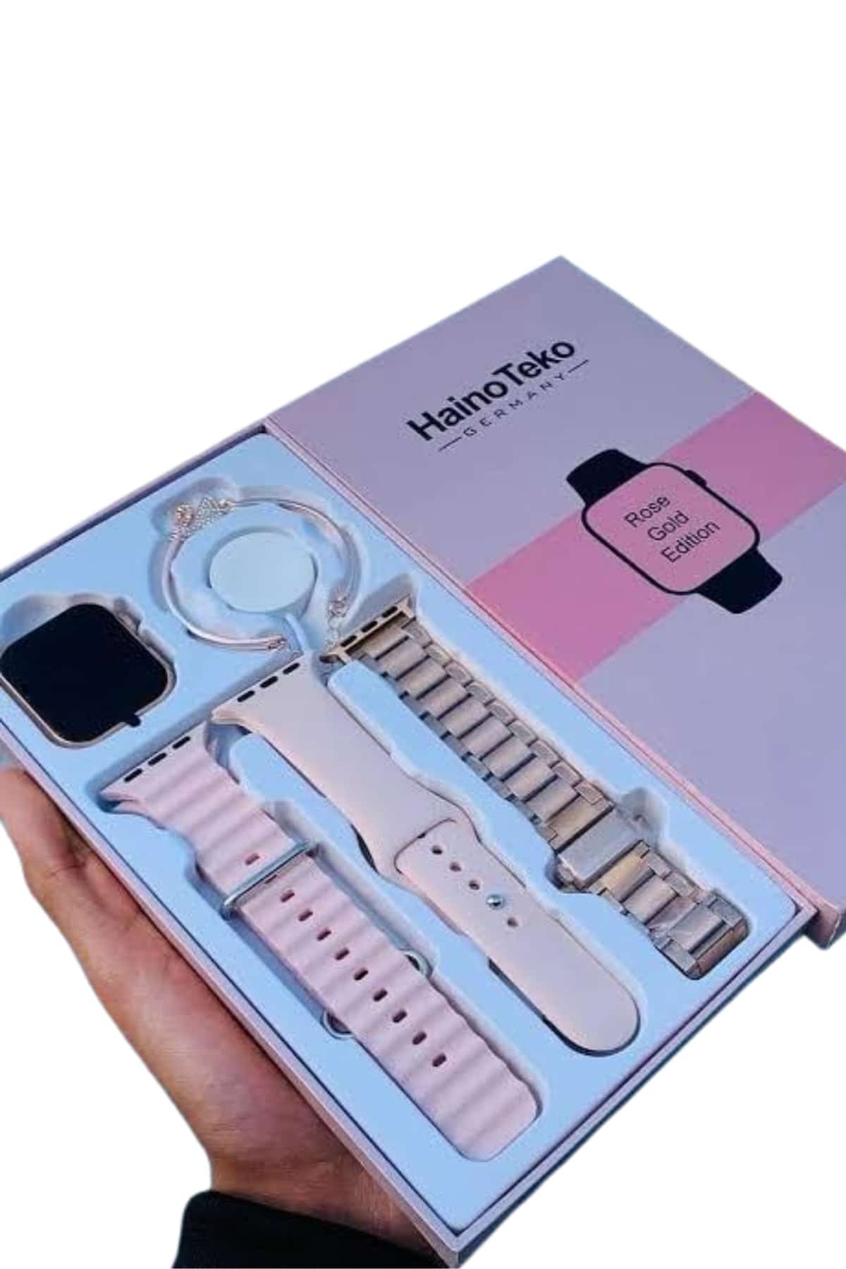 Akıllı Saat 3 Kordonlu Ve Aksesuarlı Bayanlar Için Şık Rose renk - Bayi Depom