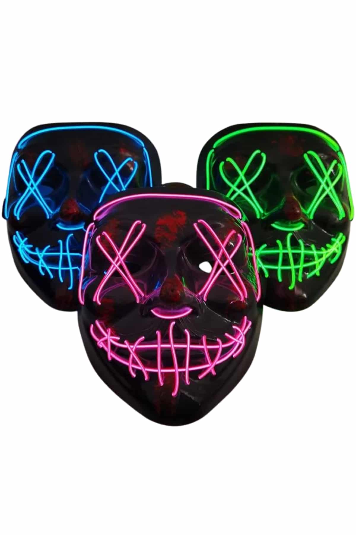 Işıklı Led Maske Parti Eğlence Maskesi Hallowen Neon Maske - Bayi Depom