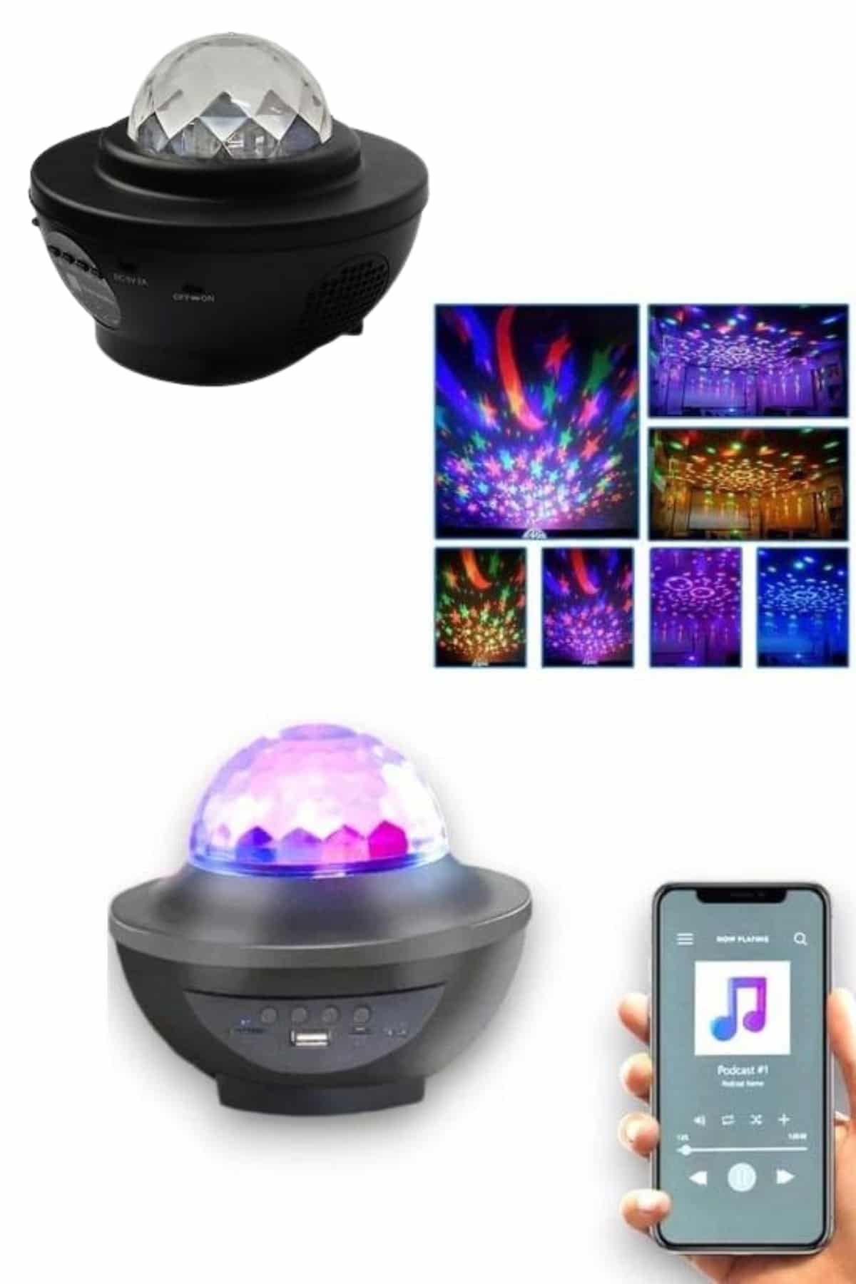 Masa ve Gece Lambası Renkli Projektör Işıklı Disko Topu Bluetooth Hoparlör - Bayi Depom
