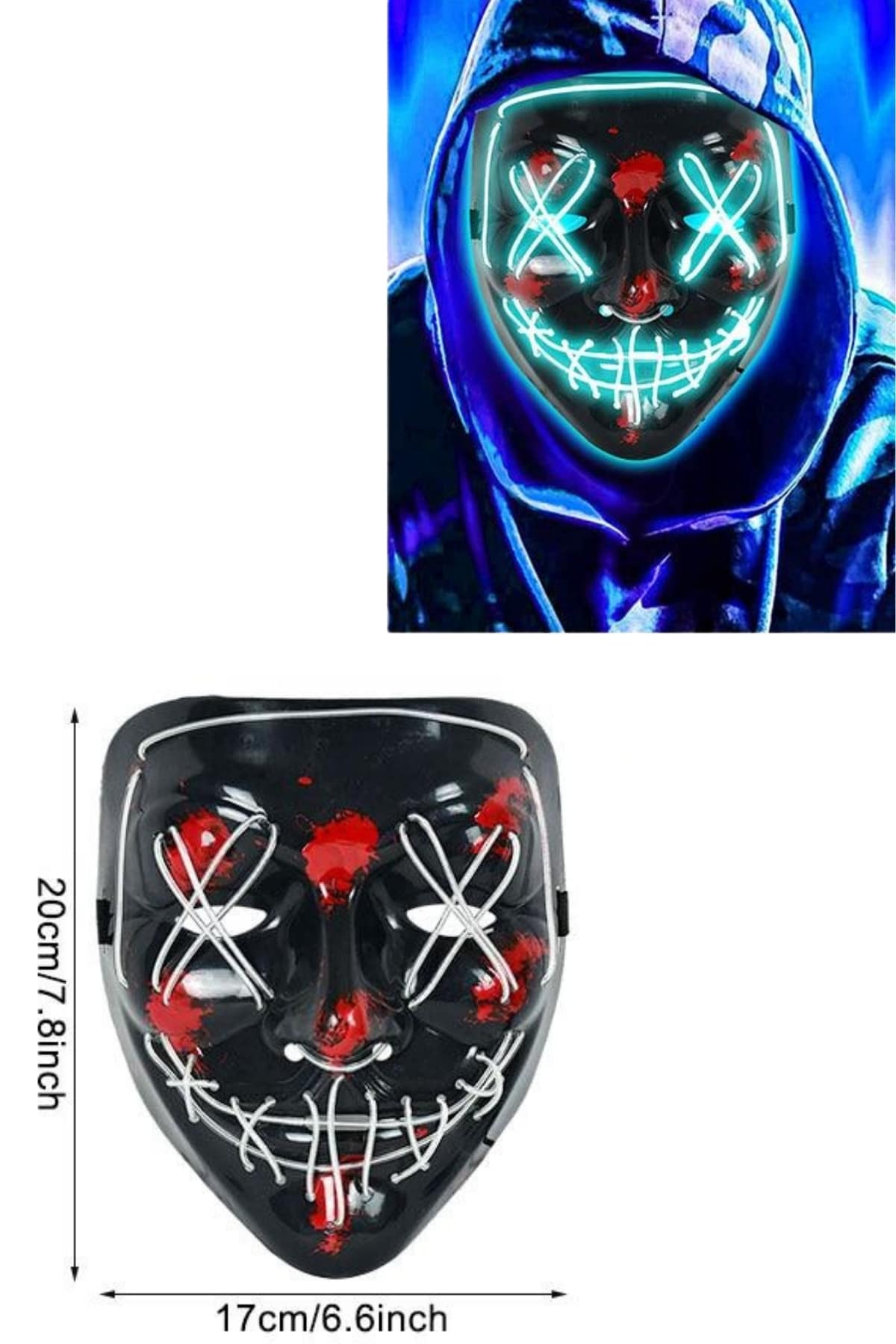 Işıklı Led Maske Parti Eğlence Maskesi Hallowen Neon Maske - Bayi Depom