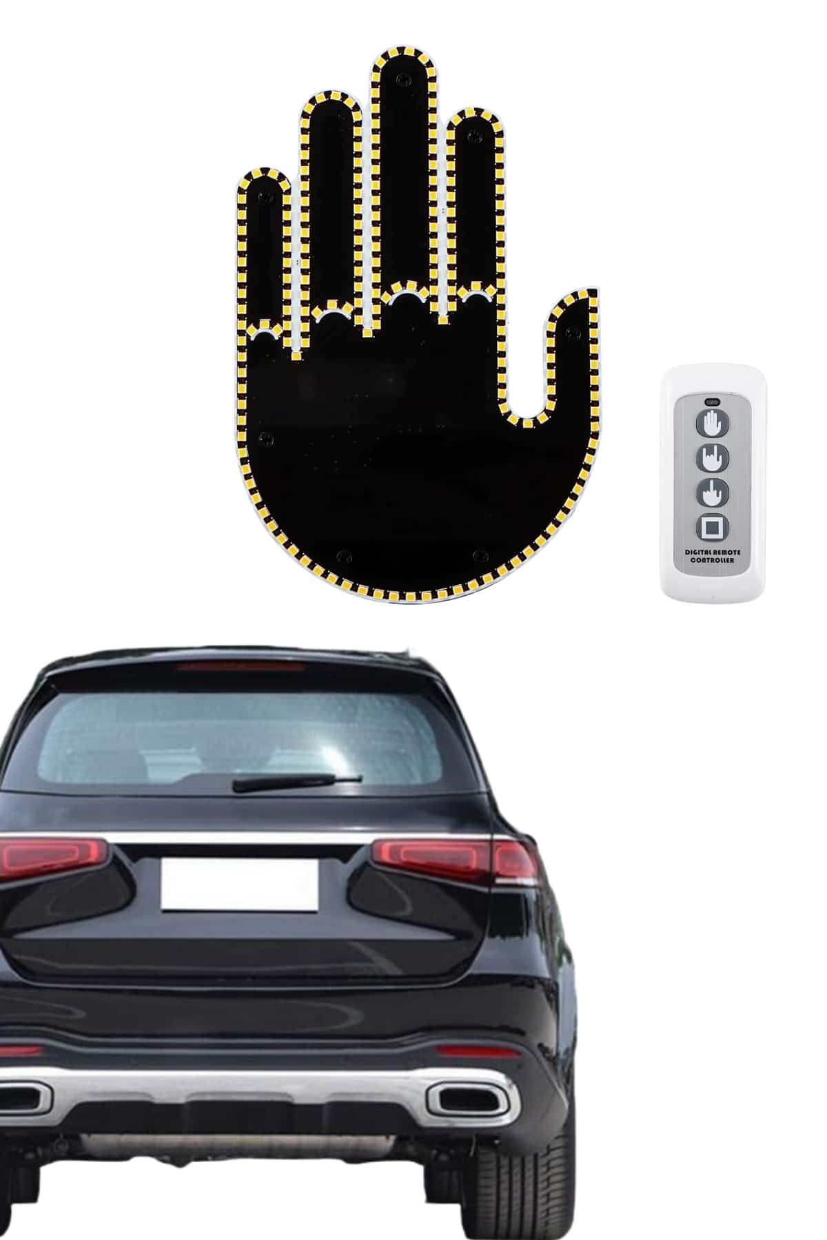 Uzaktan Kumandalı El Orta Parmak Led Araç Camına Özel Yeni Nesil - Bayi Depom