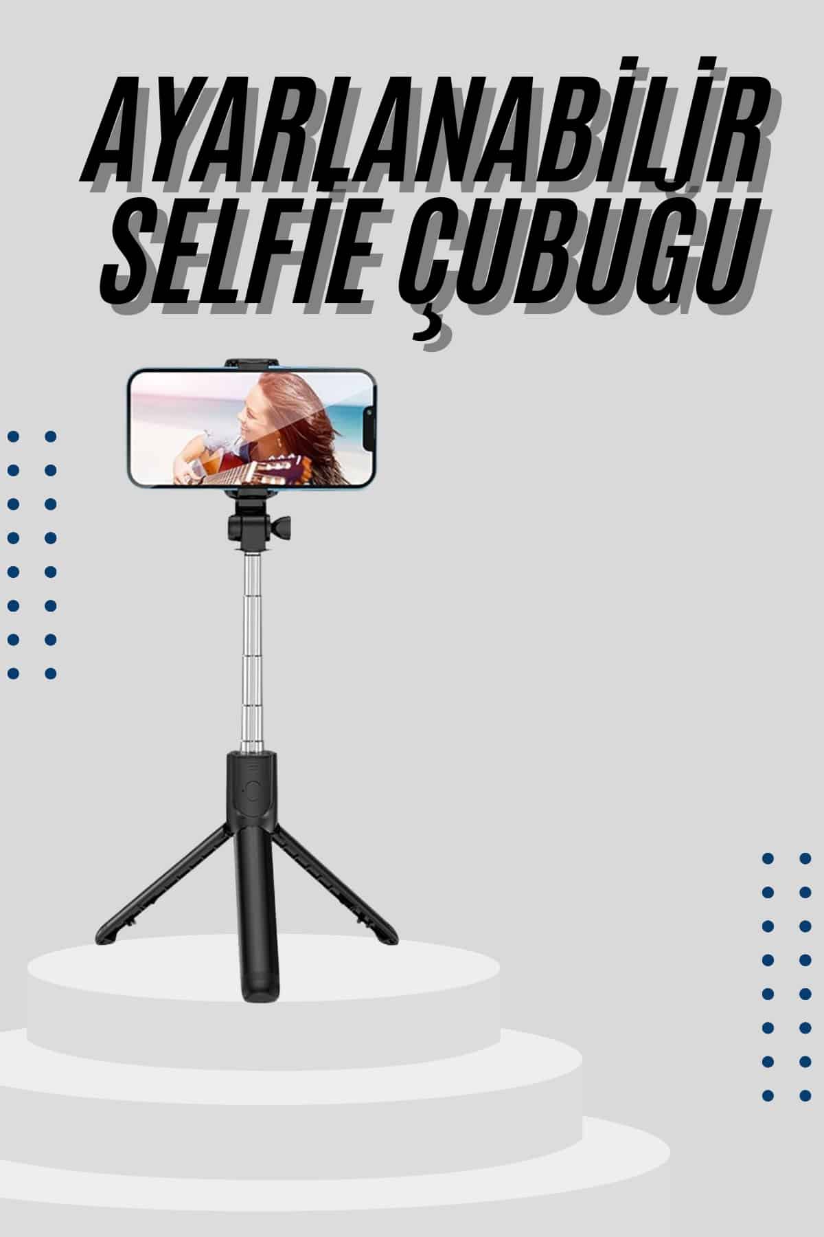 Tripod Selfie Çubuğu Bluetooth Kumandalı Kablosuz Led Işıklı - Bayi Depom