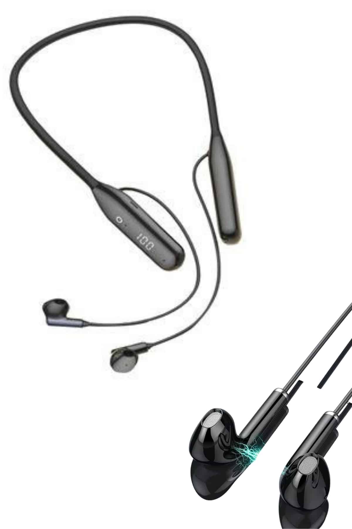 Boyun Bantlı Kablolu Yüksek Ses Kaliteli Bluetooth Kulaklık Uzun Pil Ömrü 100 saat sarj - Bayi Depom Boyun Bantlı Kablolu Yüksek Ses Kaliteli Bluetooth Kulaklık Uzun Pil Ömrü 100 saat sarj - Bayi Depom
