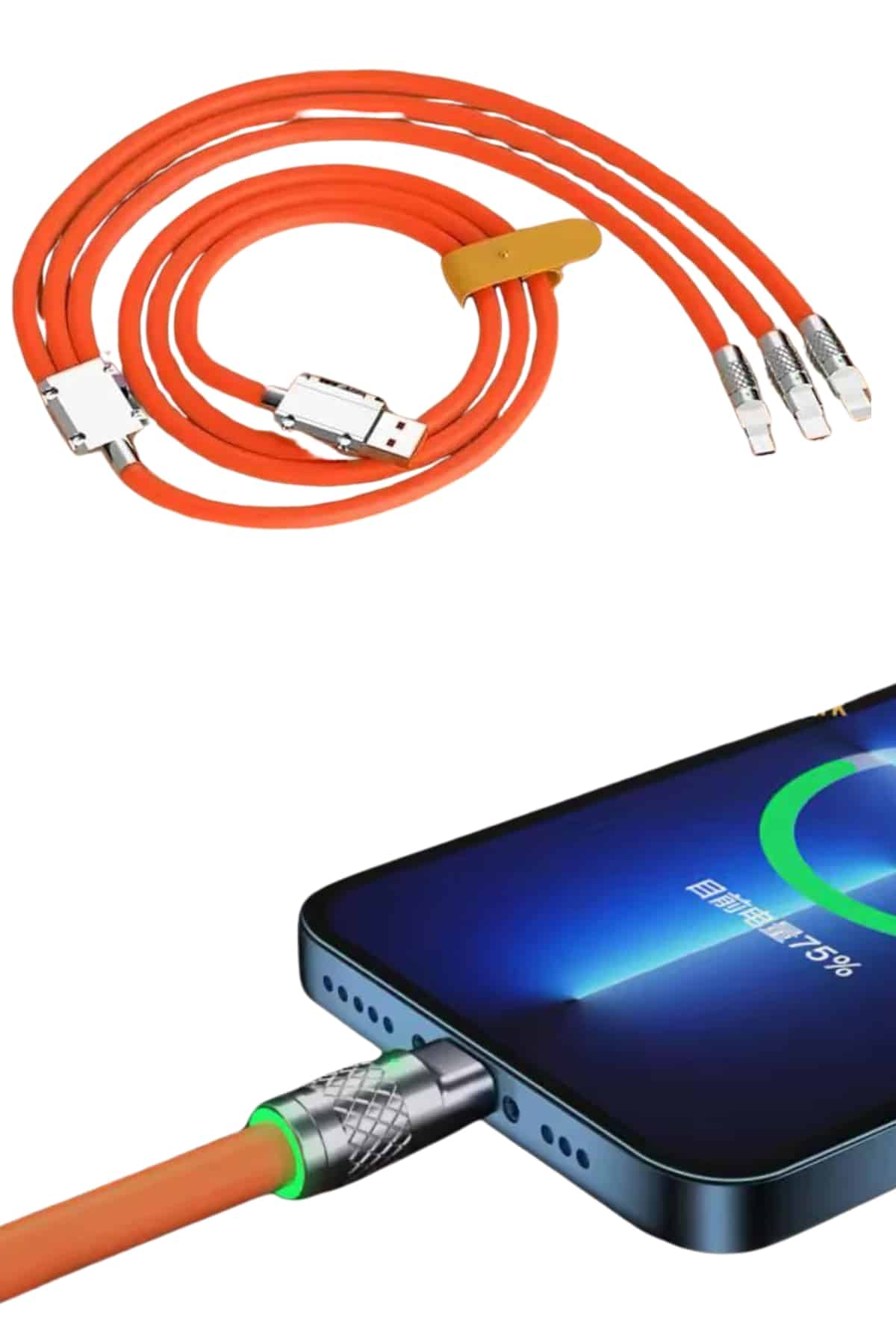 Çoklu Şarj Kablosu USB Type-C İOS Uyumlu 120W Hızlı Şarj Kablosu - Bayi Depom Çoklu Şarj Kablosu USB Type-C İOS Uyumlu 120W Hızlı Şarj Kablosu - Bayi Depom