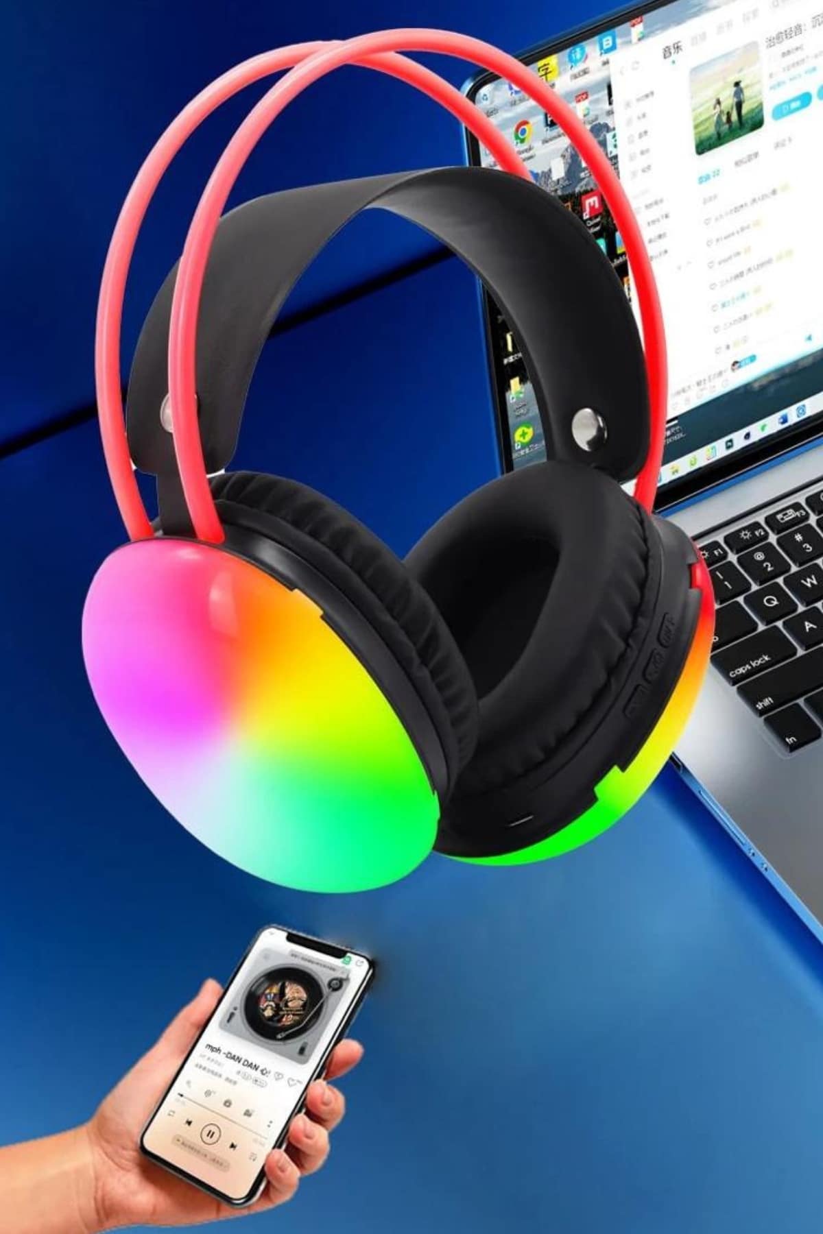 Kulak Üstü Kablosuz Bluetooth Kulaklık Unısex Renkli Işıklı Kulaklık - Bayi Depom Kulak Üstü Kablosuz Bluetooth Kulaklık Unısex Renkli Işıklı Kulaklık - Bayi Depom