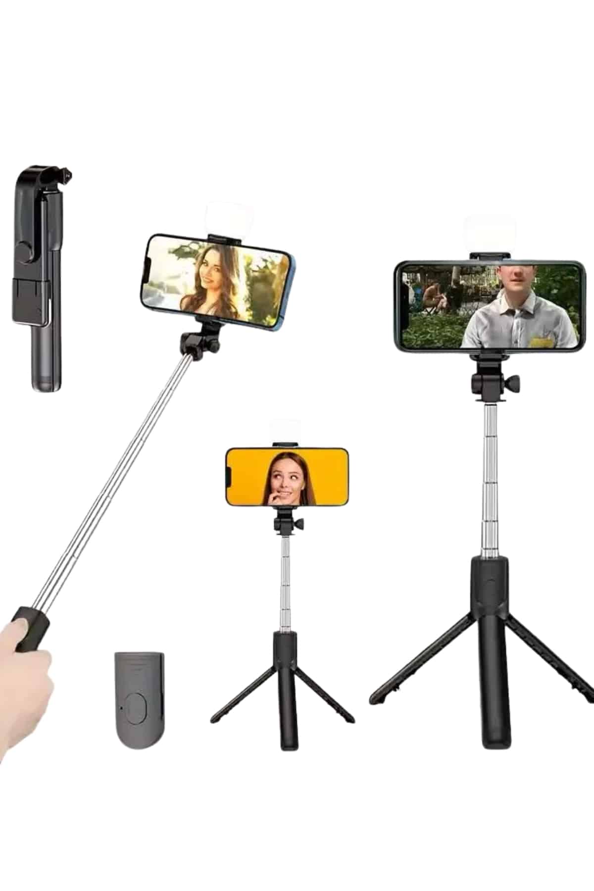 Tripod Selfie Çubuğu Bluetooth Kumandalı Kablosuz Led Işıklı - Bayi Depom Tripod Selfie Çubuğu Bluetooth Kumandalı Kablosuz Led Işıklı - Bayi Depom