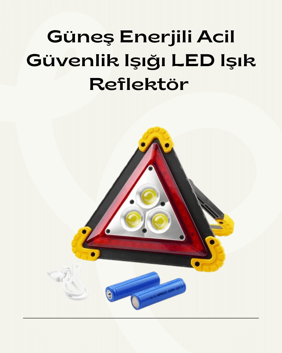 Solar Şarjlı Üçgen LED Park ve İkaz Lambası - Bayi Depom