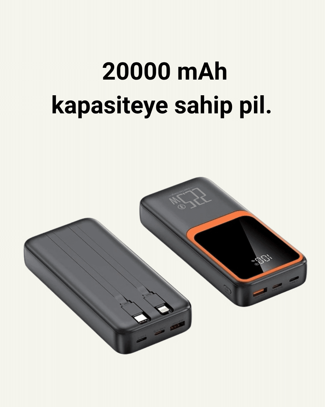 20.000 mAh Powerbank – 22.5W Hızlı Şarj, Çok Kablolu, Dijital Göstergeli - Bayi Depom 20.000 mAh Powerbank – 22.5W Hızlı Şarj, Çok Kablolu, Dijital Göstergeli - Bayi Depom