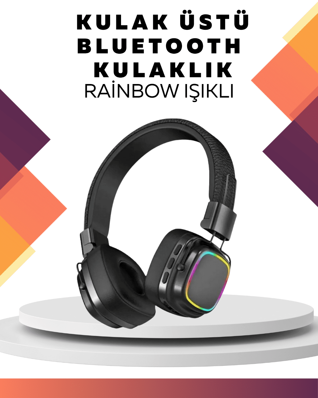 Kablosuz RGB Işıklı Katlanabilir Bluetooth Kulak Üstü Kulaklık - Bayi Depom Kablosuz RGB Işıklı Katlanabilir Bluetooth Kulak Üstü Kulaklık - Bayi Depom
