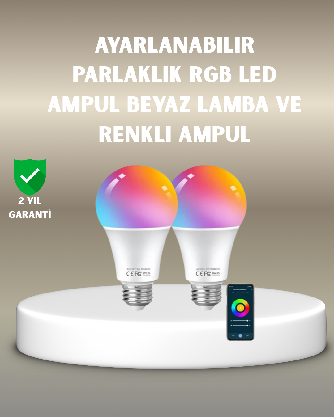 Akıllı 9W RGBW LED Ampul, tasaruflu romantik ışıklı - Bayi Depom Akıllı 9W RGBW LED Ampul, tasaruflu romantik ışıklı - Bayi Depom