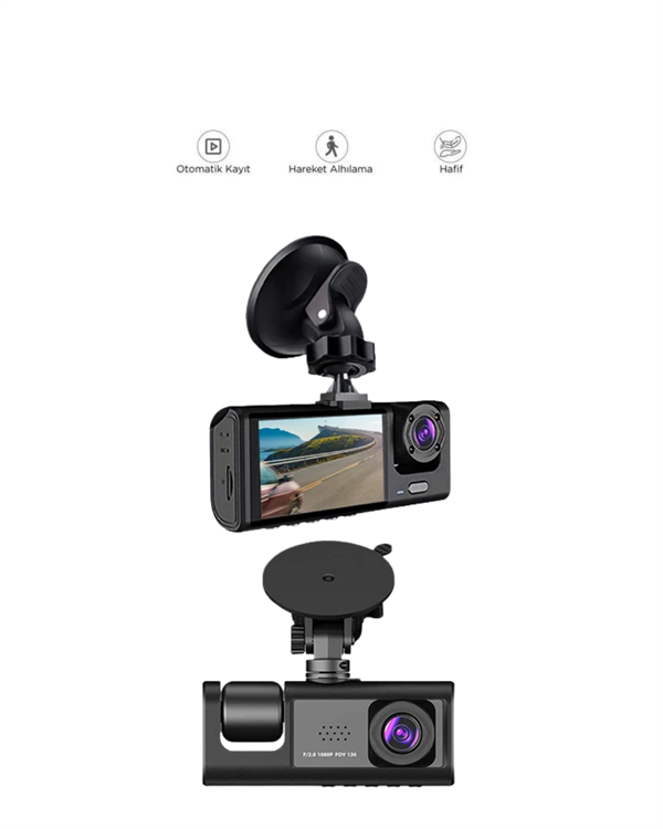 3 Kameralı Dashcam Sistem – Geri Görüş Yardımı, Park Koruması ve G-Sensör - Bayi Depom