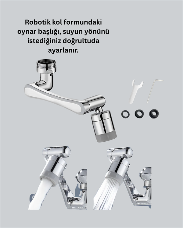 2 Modlu 1080° Dönebilen Musluk Başlığı Esnek 3 Eklemli Hareketli Tasarım - Bayi Depom 2 Modlu 1080° Dönebilen Musluk Başlığı Esnek 3 Eklemli Hareketli Tasarım - Bayi Depom