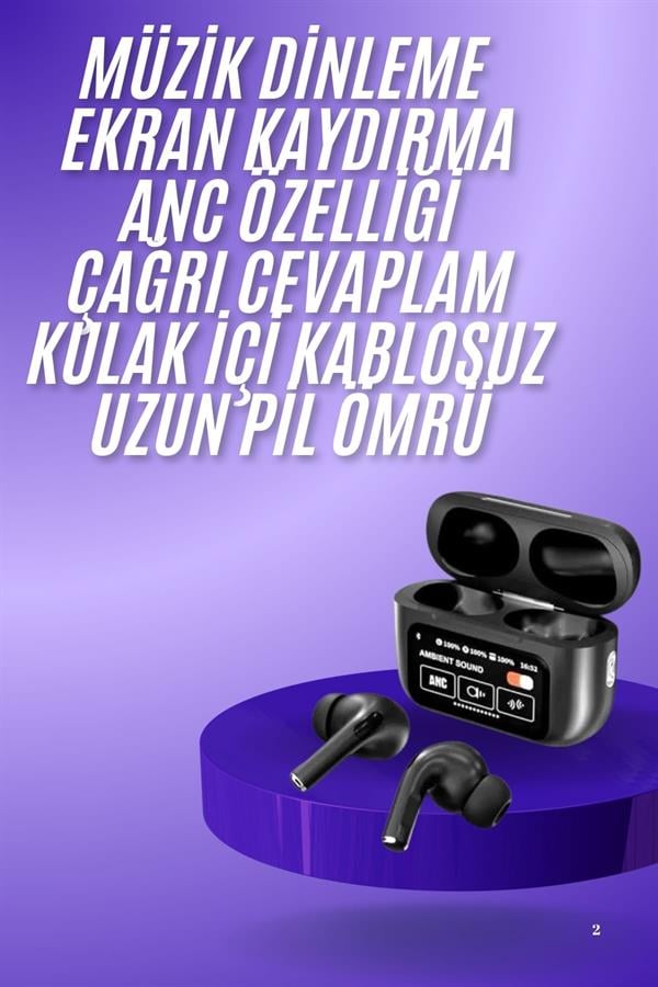 2.Nesil Pro Ekranlı Sesli Görüşme Yapabilen Kablosuz Bluetooth Kulaklık - Bayi Depom
