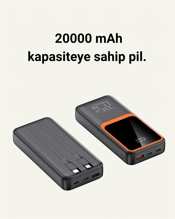20000 mAh Taşınabilir Powerbank | Çok Kablolu, Hızlı Şarj Destekli (22.5W) - Bayi Depom 20000 mAh Taşınabilir Powerbank | Çok Kablolu, Hızlı Şarj Destekli (22.5W) - Bayi Depom
