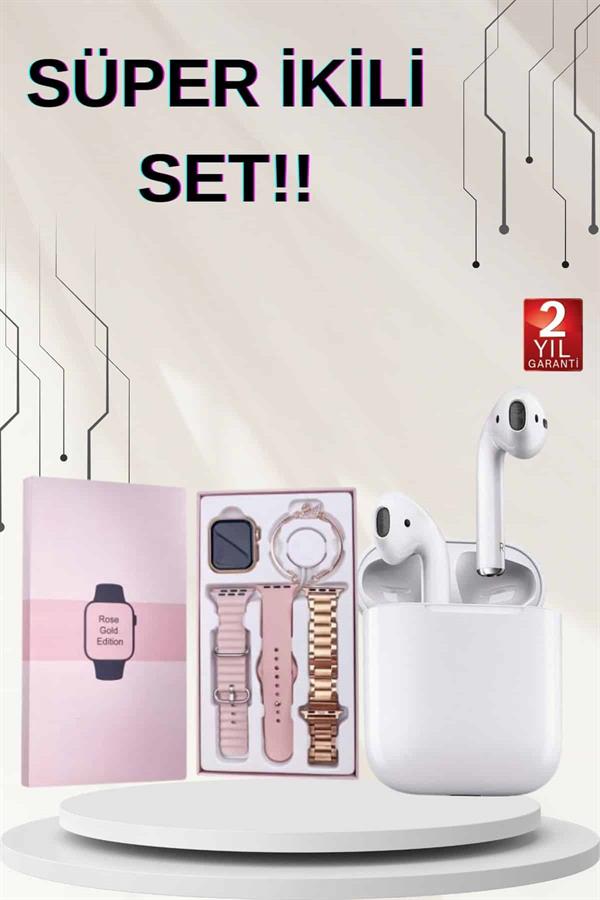 3 Kordonlu Dokunmatik Ekran Akıllı Saat ve 2.Nesil Kablosuz Bluetooth Kulaklık ANC/ENC - Bayi Depom 3 Kordonlu Dokunmatik Ekran Akıllı Saat ve 2.Nesil Kablosuz Bluetooth Kulaklık ANC/ENC - Bayi Depom