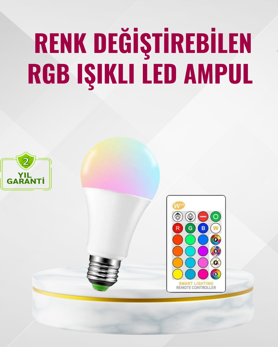 9 Watt Beyaz Işık ve Renk Ayarlı Akıllı LED Ampul - Bayi Depom 9 Watt Beyaz Işık ve Renk Ayarlı Akıllı LED Ampul - Bayi Depom