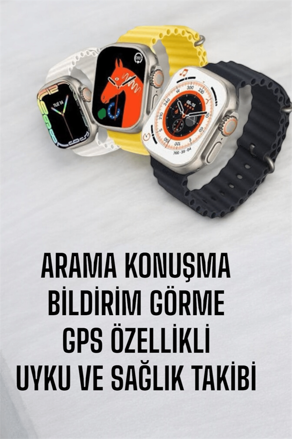45 MM Gri Kasa Ultra Akıllı Saat Sesli Görüşme, Sağlık Takibi, Suya Dayanıklı - Bayi Depom