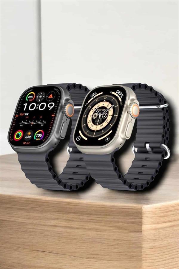 45 MM Gri Kasa Ultra Akıllı Saat Sesli Görüşme, Sağlık Takibi, Suya Dayanıklı - Bayi Depom
