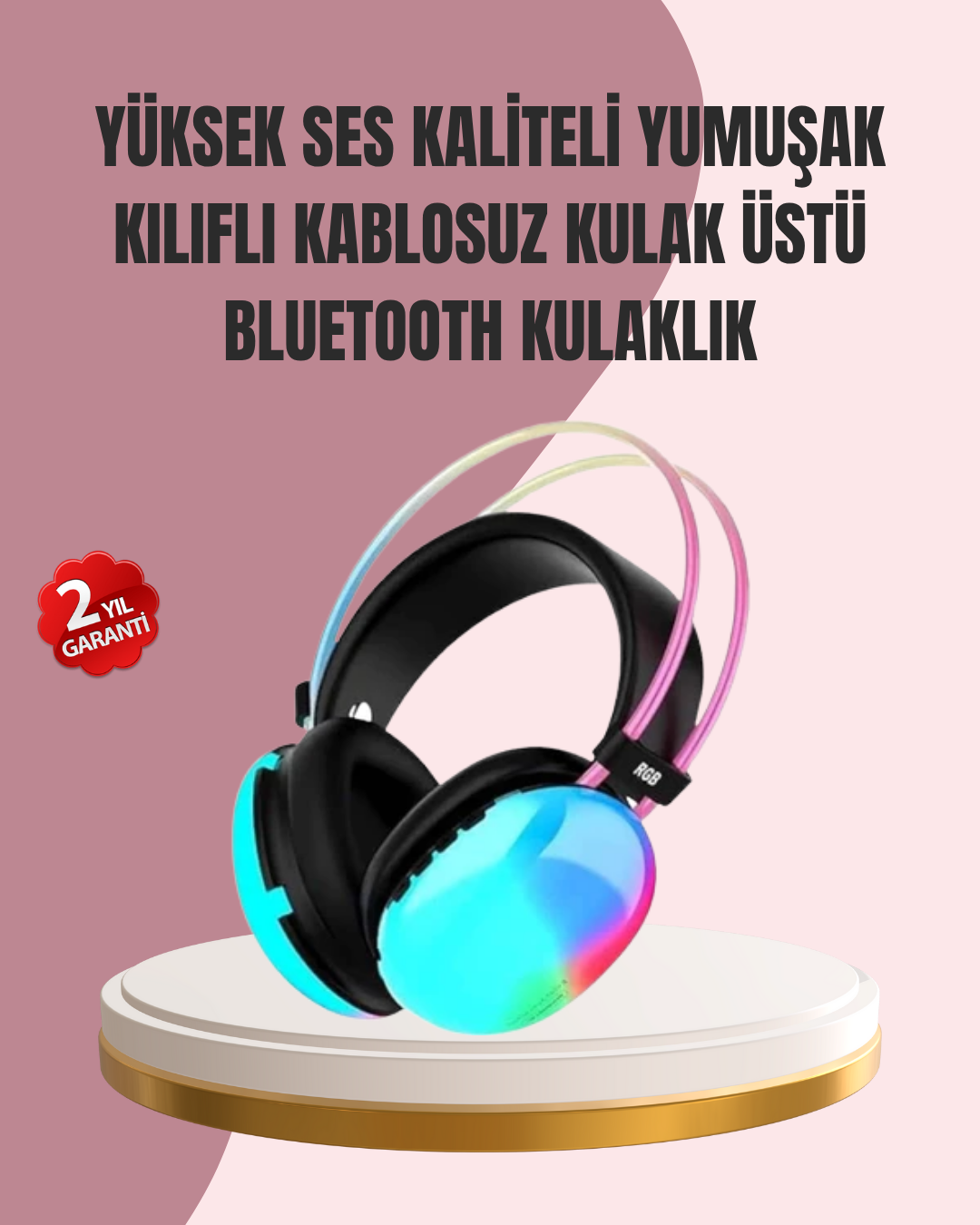 Düşük Gecikmeli Bluetooth 5.3 Gaming Kulaklık – RGB Işıklı - Bayi Depom